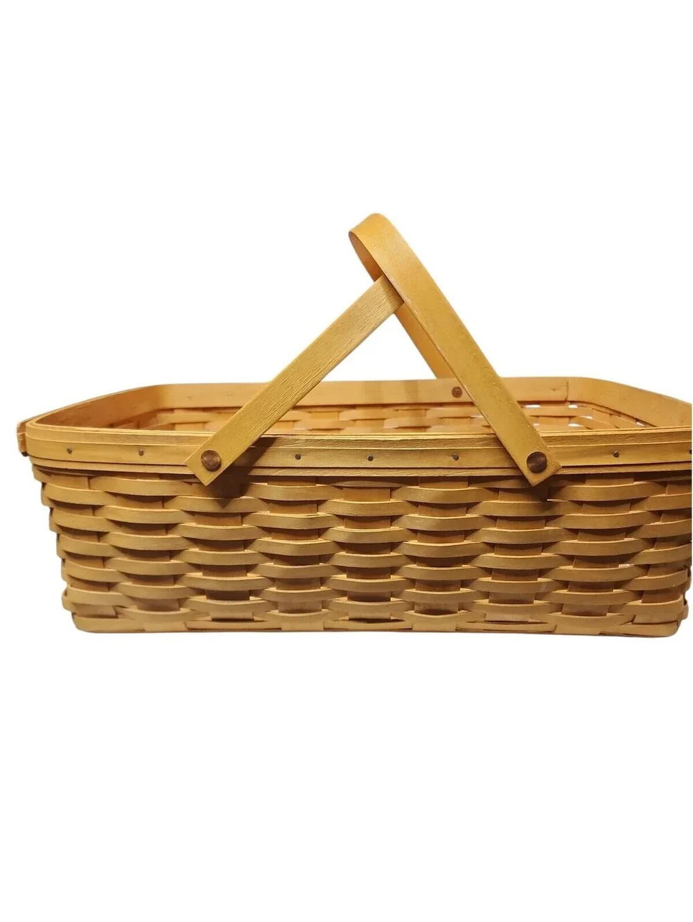 Longaberger 1997 Market Basket Honey Brown with Liner & 2 Swing Handles